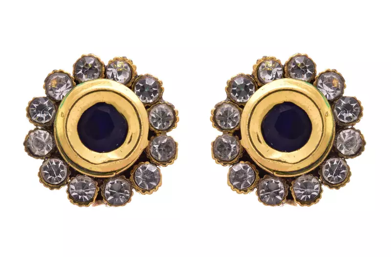 Blue gold plated diamond studs