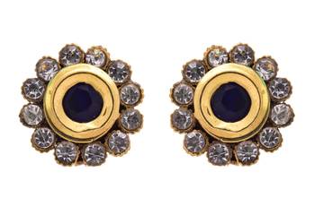 Blue gold plated diamond studs 1