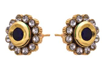 Blue gold plated diamond studs 2