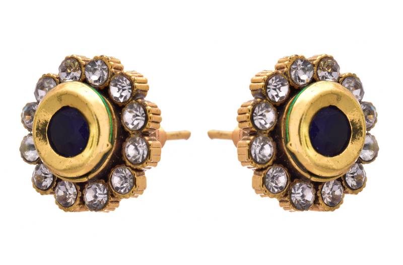 Blue gold plated diamond studs