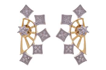 Golden gold plated american diamond studs 1