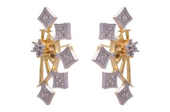 Golden gold plated american diamond studs 2