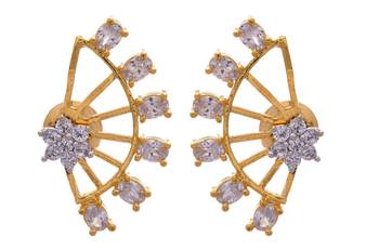 Golden gold plated american diamond studs 1