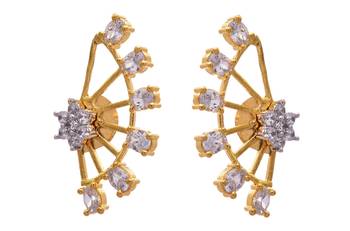 Golden gold plated american diamond studs 2