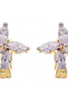 Golden gold plated american diamond hoops