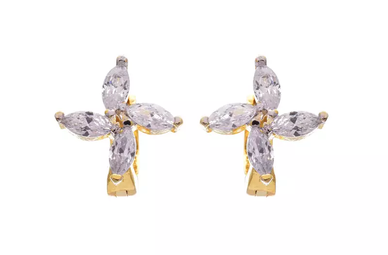 Golden gold plated american diamond hoops