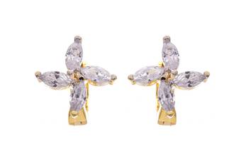 Golden gold plated american diamond hoops 1