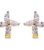 Golden gold plated american diamond hoops