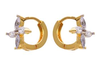 Golden gold plated american diamond hoops 2