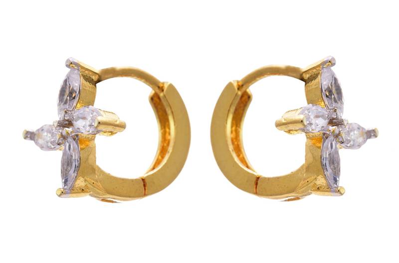 Golden gold plated american diamond hoops