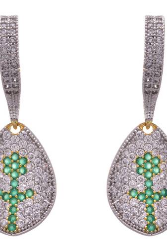 Green gold plated american diamond earrings