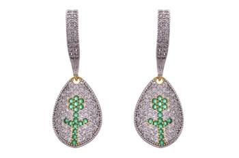 Green gold plated american diamond earrings 1