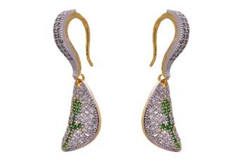 Green gold plated american diamond earrings 2