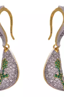 Green gold plated american diamond earrings