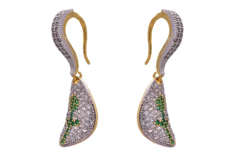 Green gold plated american diamond earrings