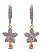 JFL - Fab Floral White One Gram Gold Plated Cz Diamond Earrign for Girl & Women