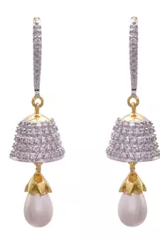 Golden gold plated american diamond earrings