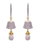 Golden gold plated american diamond earrings