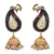 Multi colour gold plated american diamond jhumkas