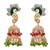 Red, green gold plated american diamond jhumkas