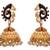JFL - Charimatic Designer Blue One Gram Gold Plated Cz Diamond Pearl Meenakari Peacock Earring
