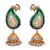 Green gold plated american diamond jhumkas