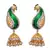 Green gold plated american diamond jhumkas