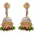 Red, green gold plated american diamond jhumkas