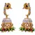 Red, green gold plated american diamond jhumkas
