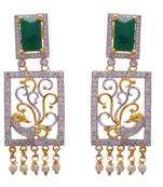 Silver, golden gold plated american diamond earrings