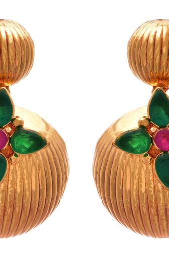 Golden gold plated american diamond earrings