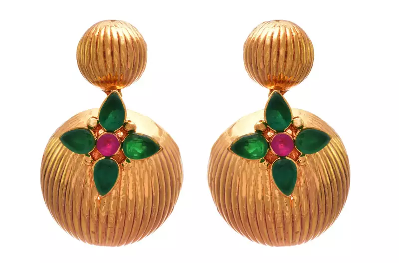 Golden gold plated american diamond earrings