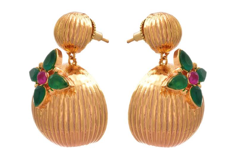Golden gold plated american diamond earrings