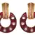 Peach pink gold plated diamond earrings