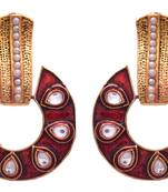 Peach pink gold plated diamond earrings