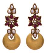 Red gold plated pearl earrings
