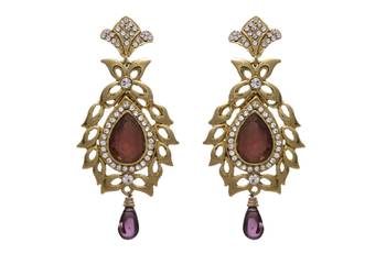 JFL - Elegant Designer Gold Plated Brown Stone Diamond Dangler Earring for Women 2