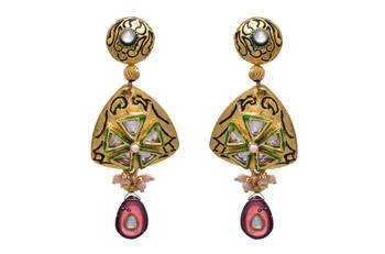 JFL - Stunner Designer One Gram Gold Plated Diamond Purple Earring for Women 1