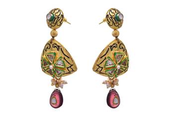JFL - Stunner Designer One Gram Gold Plated Diamond Purple Earring for Women 2