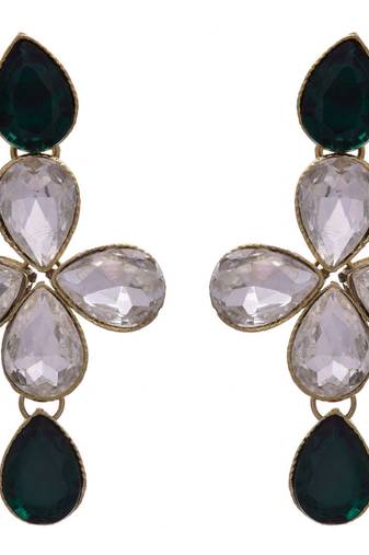 Green gold plated diamond earrings