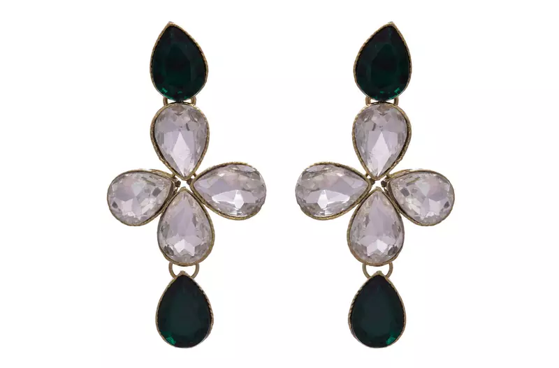 Green gold plated diamond earrings