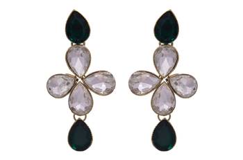 Green gold plated diamond earrings 1