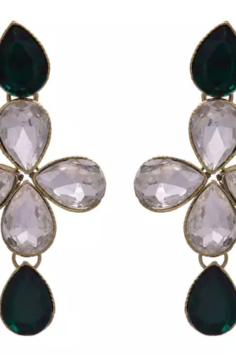 Green gold plated diamond earrings