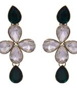 Green gold plated diamond earrings