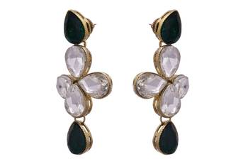 Green gold plated diamond earrings 2