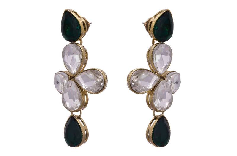 Green gold plated diamond earrings