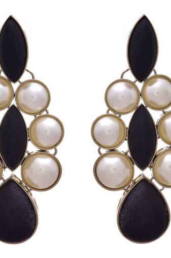 Black gold plated pearl earrings
