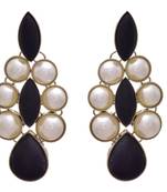 Black gold plated pearl earrings