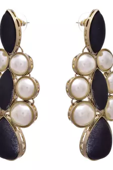 Black gold plated pearl earrings
