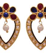 Red, blue gold plated diamond earrings